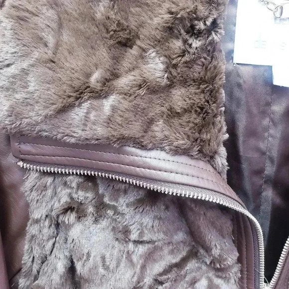 Dennis by Dennis Basco Sterling Brown Faux Fur Jacket - Picture 4 of 7